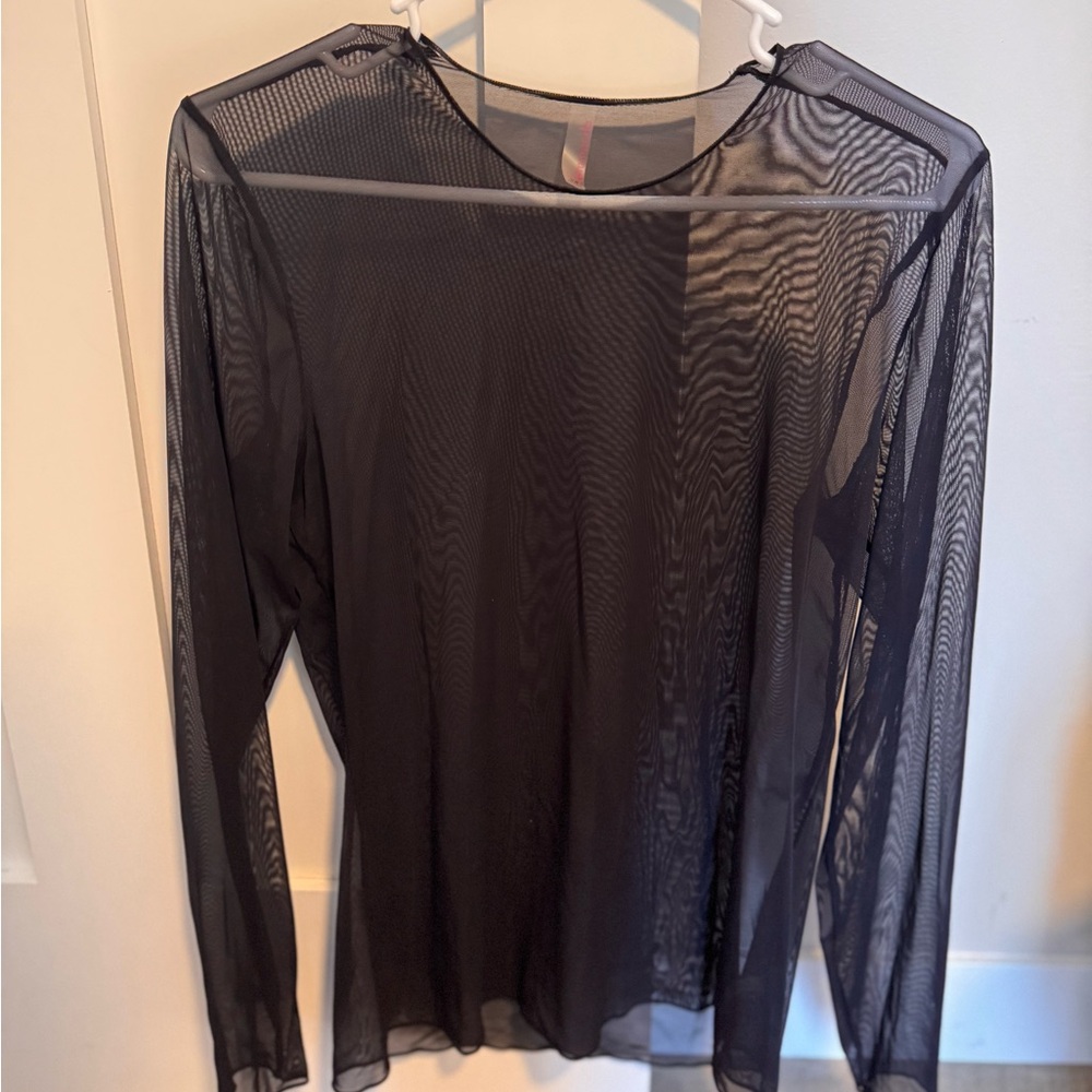 Commando Black Mesh Long Sleeve Top